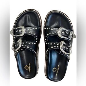 Black Studded Slide Sandals